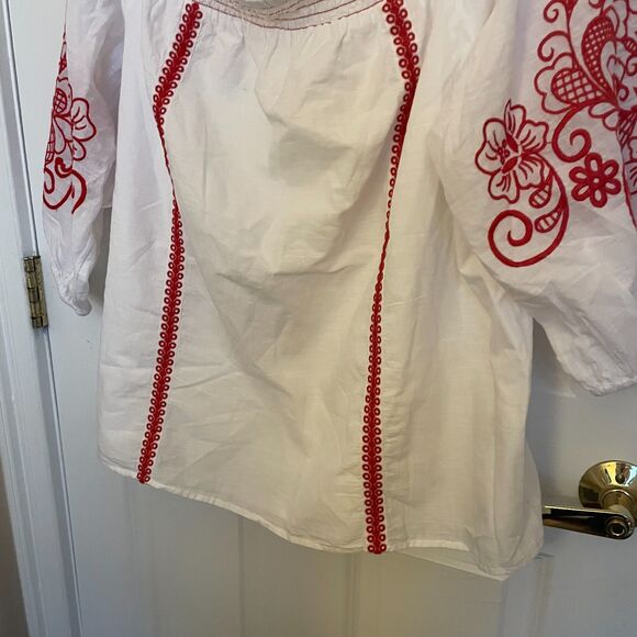 Lane Bryant NWT Embroidered Top Boho 100% Cotton Gauzy Cottagecore Prairie - Picture 3 of 12